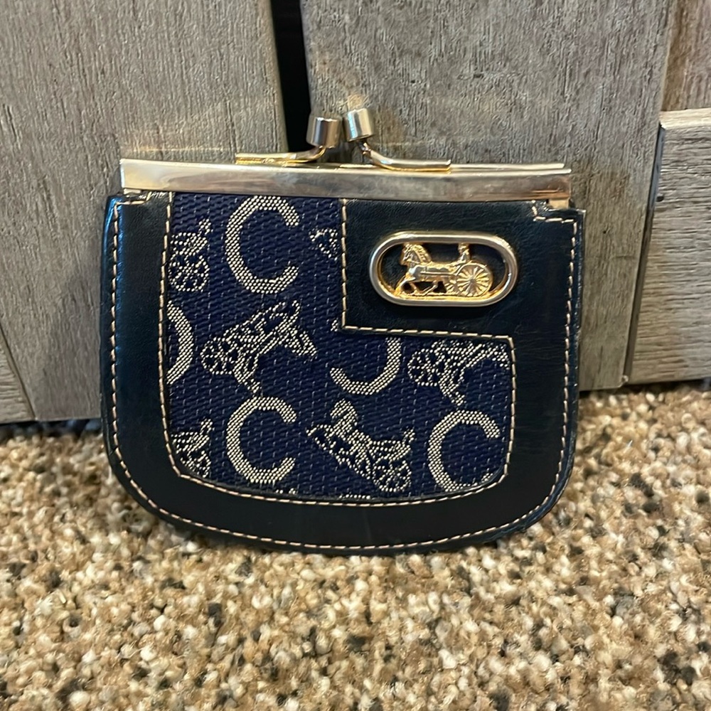 Vintage Celine change purse navy classic horse logo coin wallet COA - Picture 2 of 13
